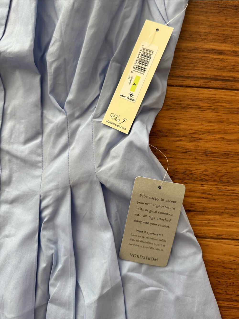NWT Eliza J Cap-Sleeve Cotton Fit & Flare Shirtdress, light blue, 4 - Picture 2 of 4
